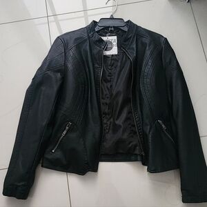 Tahari Black Leather Jacket for Women